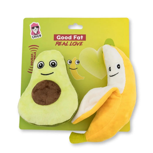 Avocado & Banana Plush Dog Toy Gift Set – with Squeaker & Crinkle Paper for Fun Play American Pet Supplies