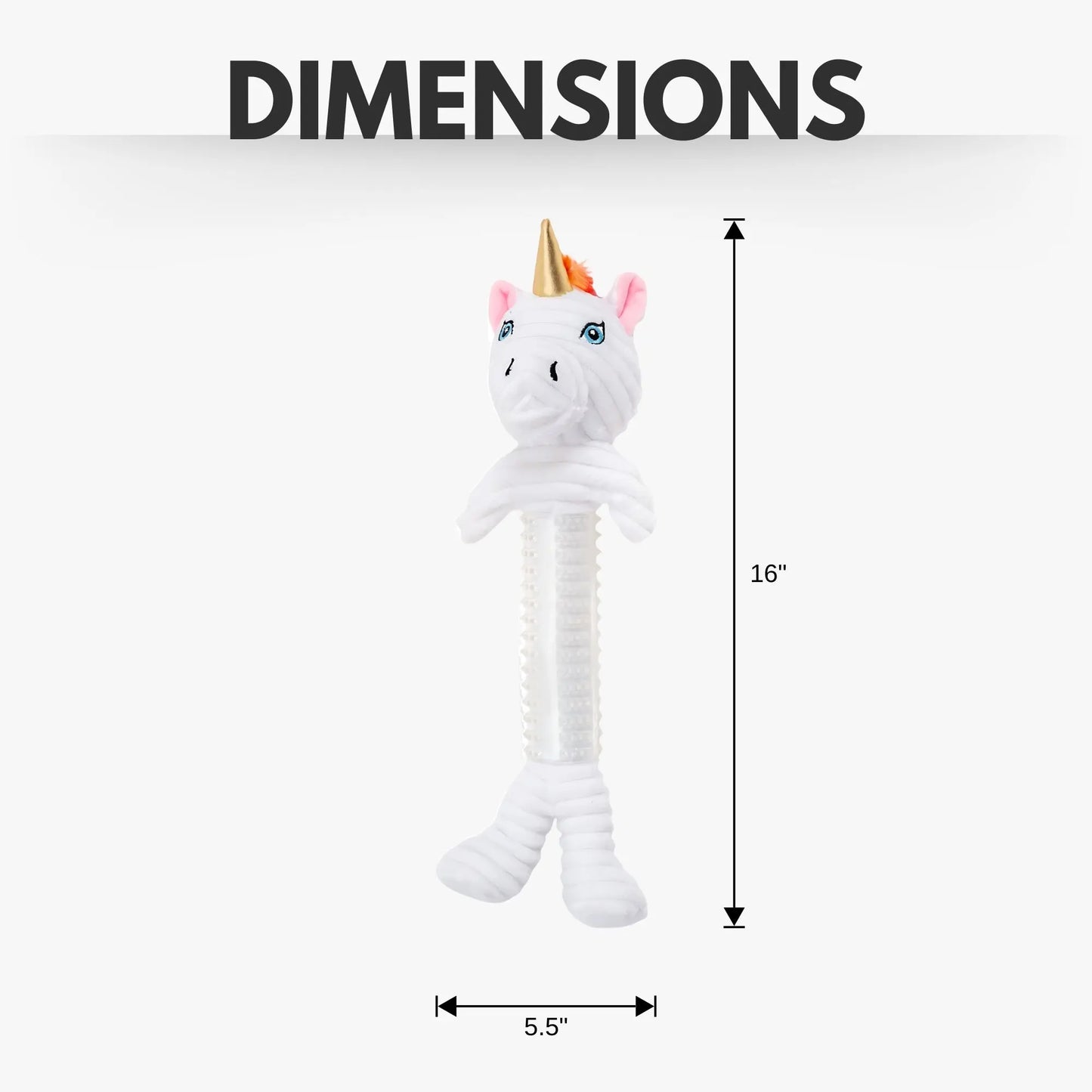 Country Living Thermoplastic Rubber Skinny Unicorn Corduroy Plush Dog Toy – with Squeaker & Crinkle Paper American Pet Supplies