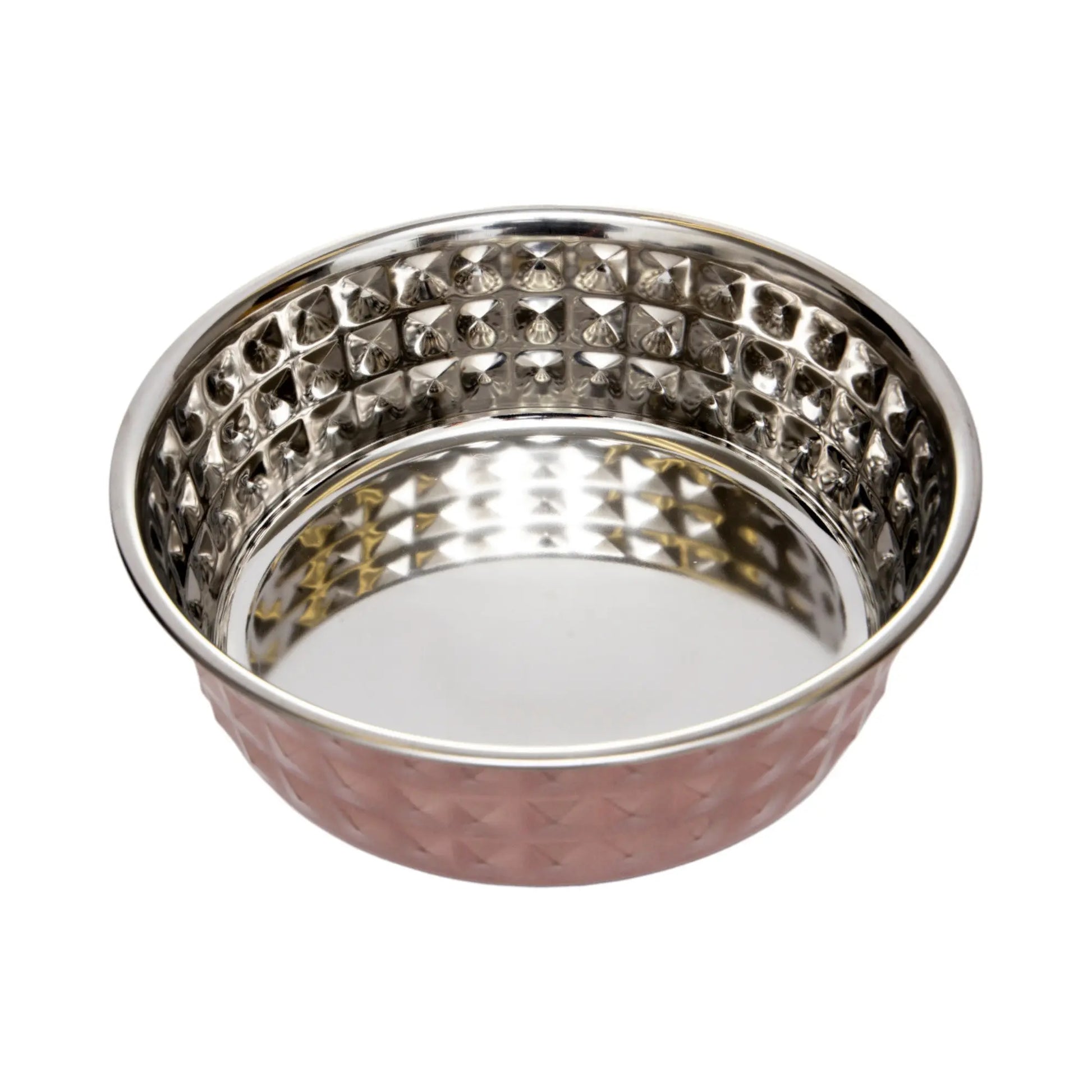 Country Living Set of 2 Hammered Stainless Steel Dog Bowls – Ideal for Extra Large Breeds – Rose Quartz/64oz American Pet Supplies