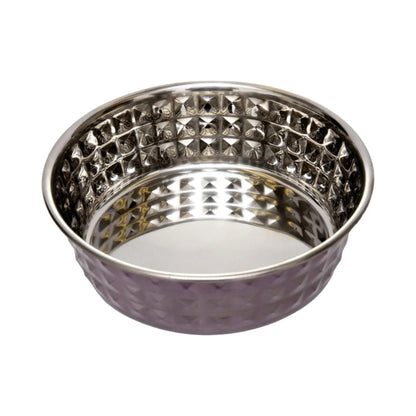 Country Living Set of 2 Hammered Stainless Steel Dog Bowls – Lavender American Pet Supplies