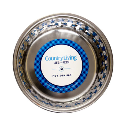 Country Living Set of 2 Hammered Stainless Steel Dog Bowls – Lavender American Pet Supplies