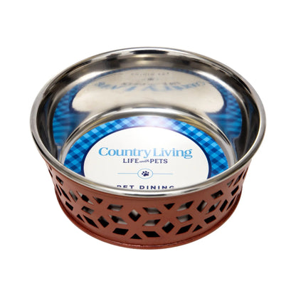 Country Living Set of 2 Stainless Steel Dog Bowls – Farmhouse Style, Ideal for Small to Medium Dogs American Pet Supplies