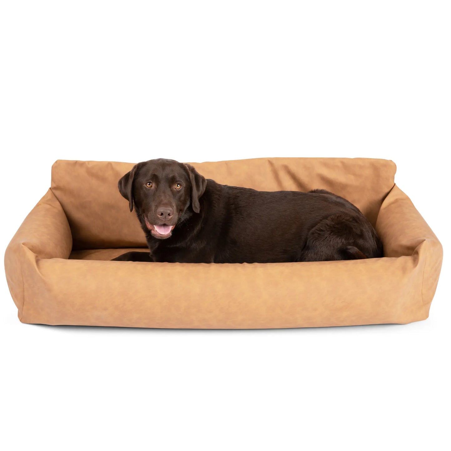 PupProtector™ Faux Leather Memory Foam Dog Car Bed - Camel Paw.com