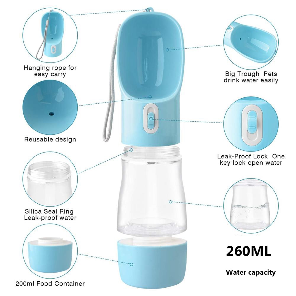 Pet Dog Water Bottle Portable Drinking water Feeder Bowl dog cat food feeding for Puppy dog cat Outdoor Walking Travel Supplies