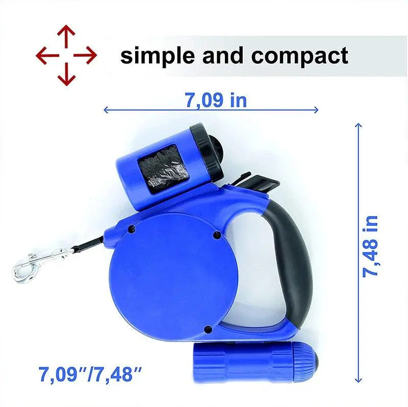 Nightwalk 4.5M Led Light And Waste Bag Dispenser Retractable Dog Leash Dog Hugs Cat