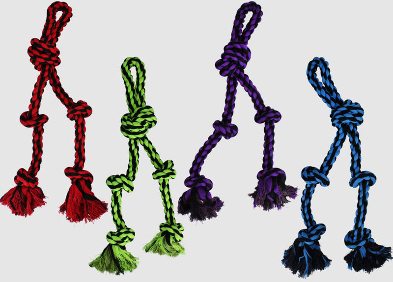 Multipet Nuts for Knots Rope Tug With 2 Danglers Dog Toy Assorted, 1ea/15 in, SM