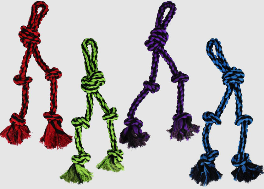 Multipet Nuts for Knots Rope Tug With 2 Danglers Dog Toy Assorted, 1ea/15 in, SM