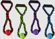 Multipet Nuts for Knots Rope Tug Dog Toy With Tennis Ball Assorted, 1ea/20 in, LG