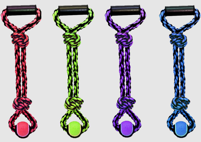 Multipet Nuts for Knots 2Knot Rope Tug Dog Toy With Tennis Ball Assorted, 1ea/20 in