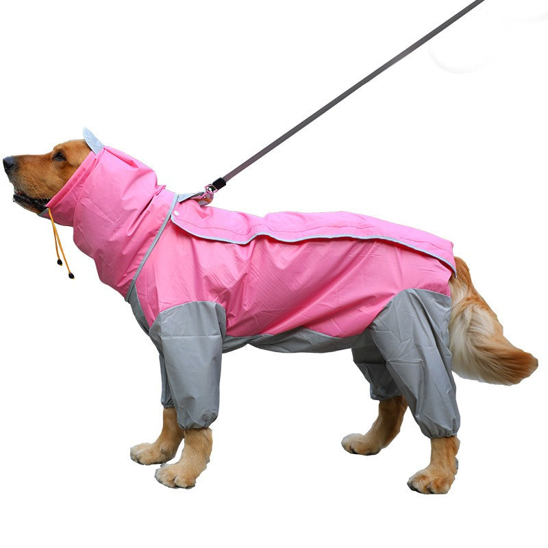 Pet dog raincoat, dog clothing processing, clothing and clothing, big dog raincoat, four legged golden fur, large dog