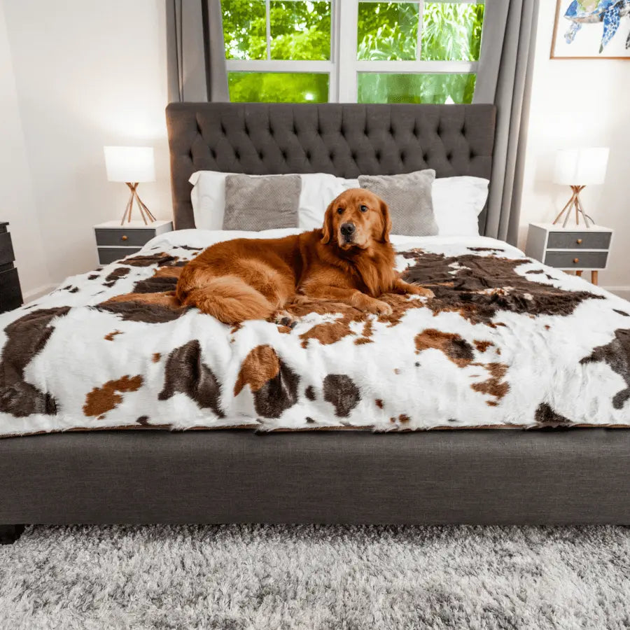 PupProtector™ Waterproof Throw Blanket - Brown Faux Cowhide Paw.com
