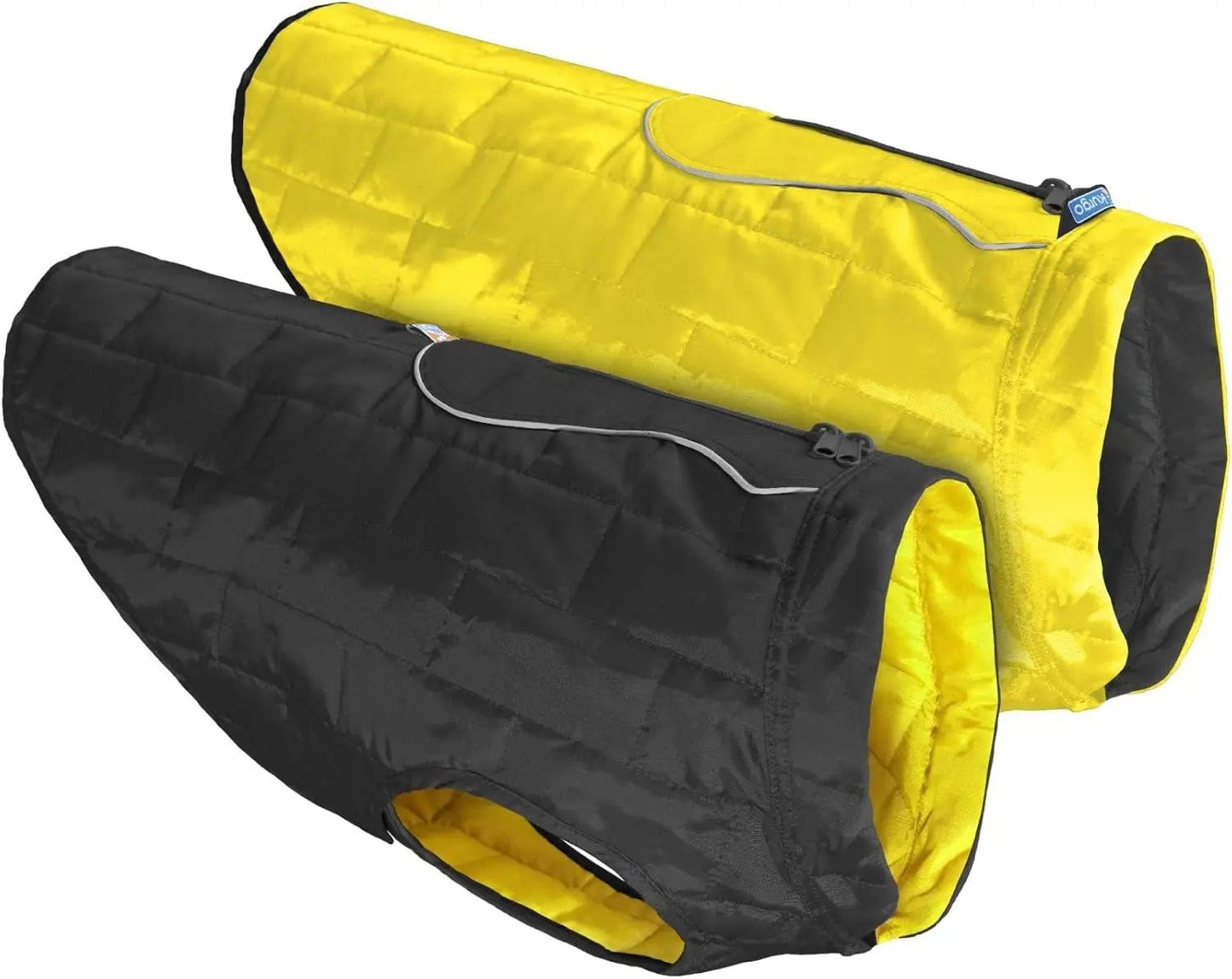 Loft Jacket, Reversible Dog Coat, Dog Coat for Cold Weather, Water-Resistant Dog Jacket with Reflective Trim, Black/Yellow, Medium