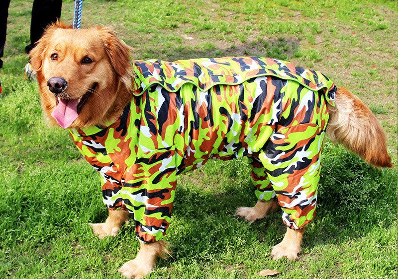 Pet dog raincoat, dog clothing processing, clothing and clothing, big dog raincoat, four legged golden fur, large dog