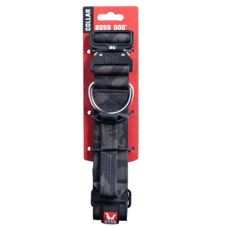 Boss Dog Tactical Adjustable Dog Collar Black Camo, 1ea/LG, 1722 in