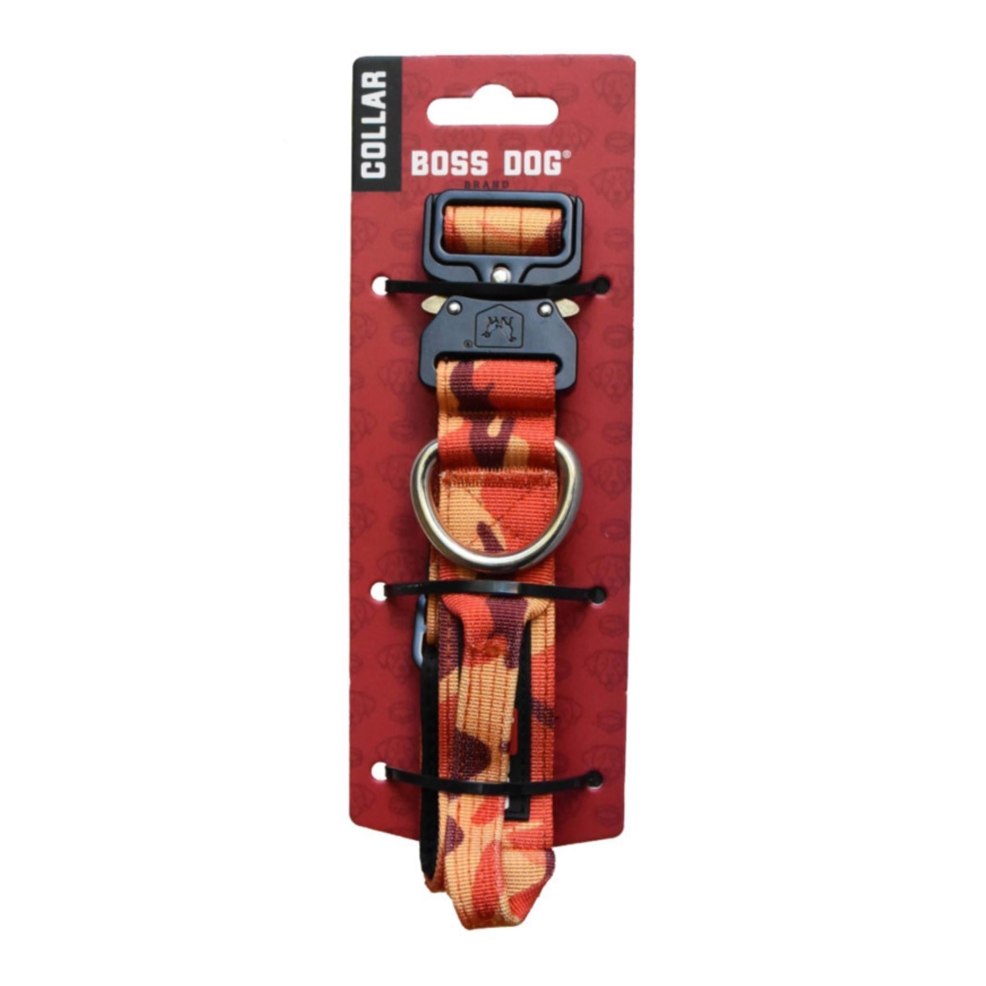Boss Dog Tactical Adjustable Dog Collar Orange Camo, 1ea/SM, 1316 in