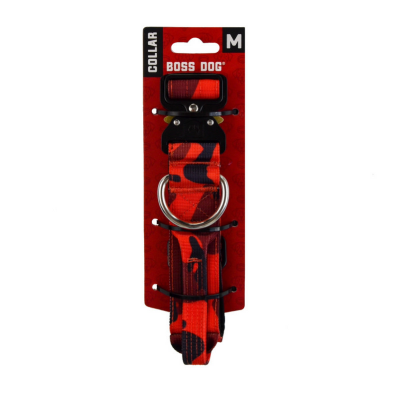 Boss Dog Tactical Adjustable Dog Collar Red Camo, 1ea/MD, 1518 in