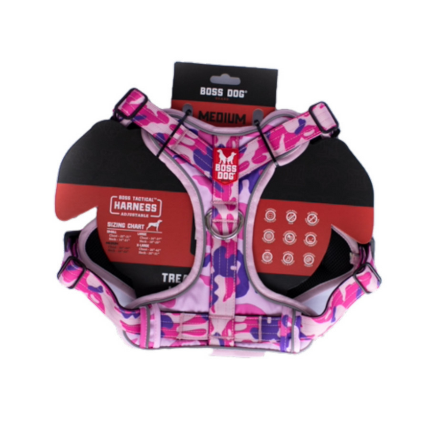 Boss Dog Tactical Dog Harness Pink Camo, 1ea/MD