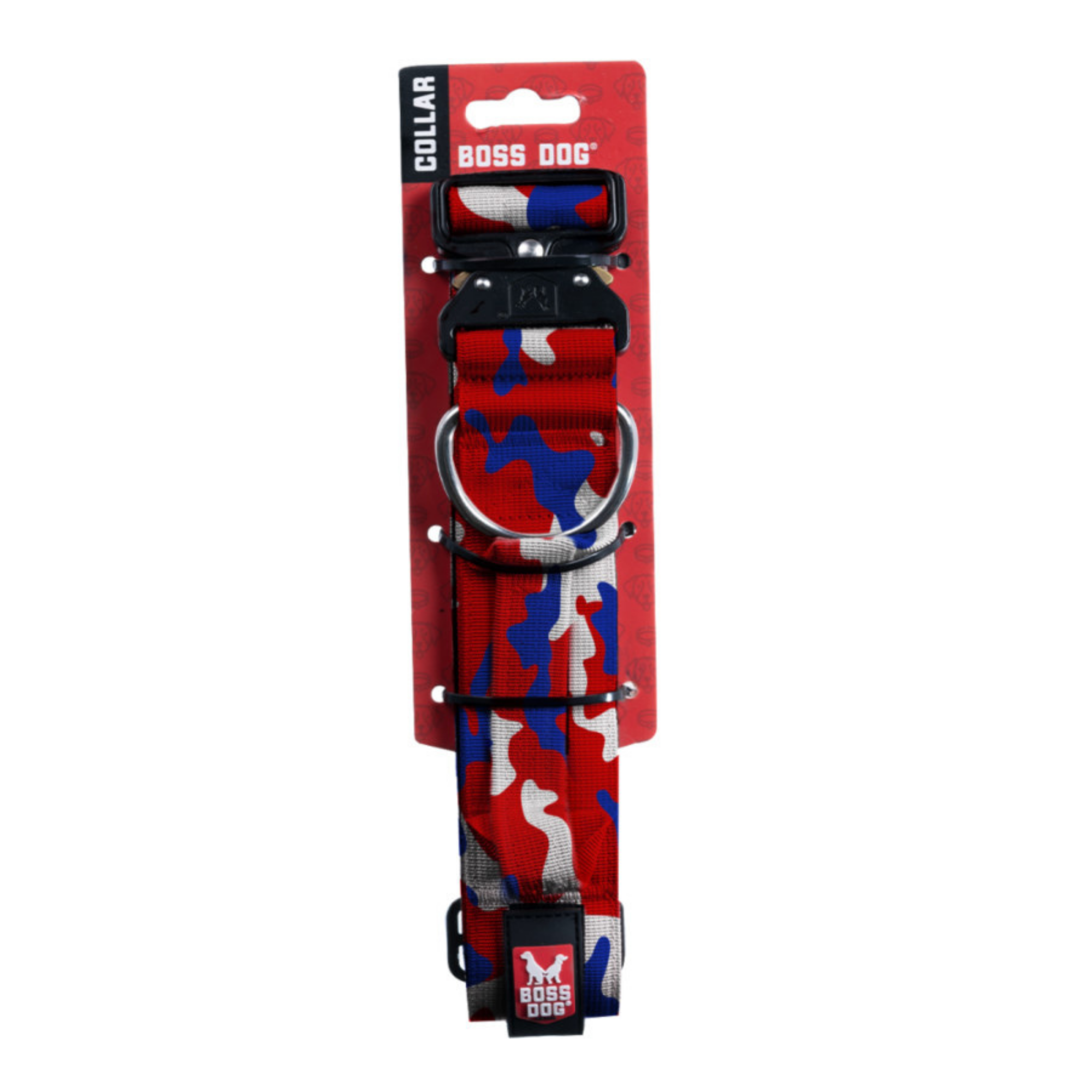 Boss Dog Tactical Adjustable Dog Collar Red, White,  Blue, 1ea/LG, 1722 in