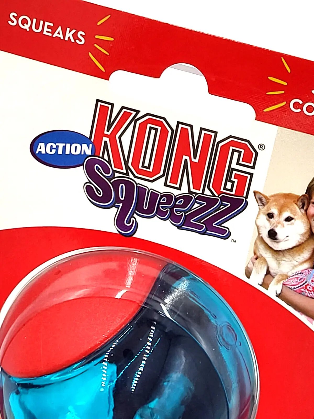 KONG Squeezz Action Ball MEDIUM Red 3 Pack Squeaky Dog Fetch Toy