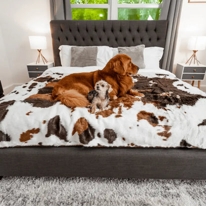 PupProtector™ Waterproof Throw Blanket - Brown Faux Cowhide Paw.com