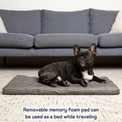 PupProtector™ Faux Leather Memory Foam Dog Car Bed - Slate Gray Paw.com
