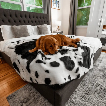 PupProtector™ Waterproof Throw Blanket - Black Faux Cowhide Paw.com