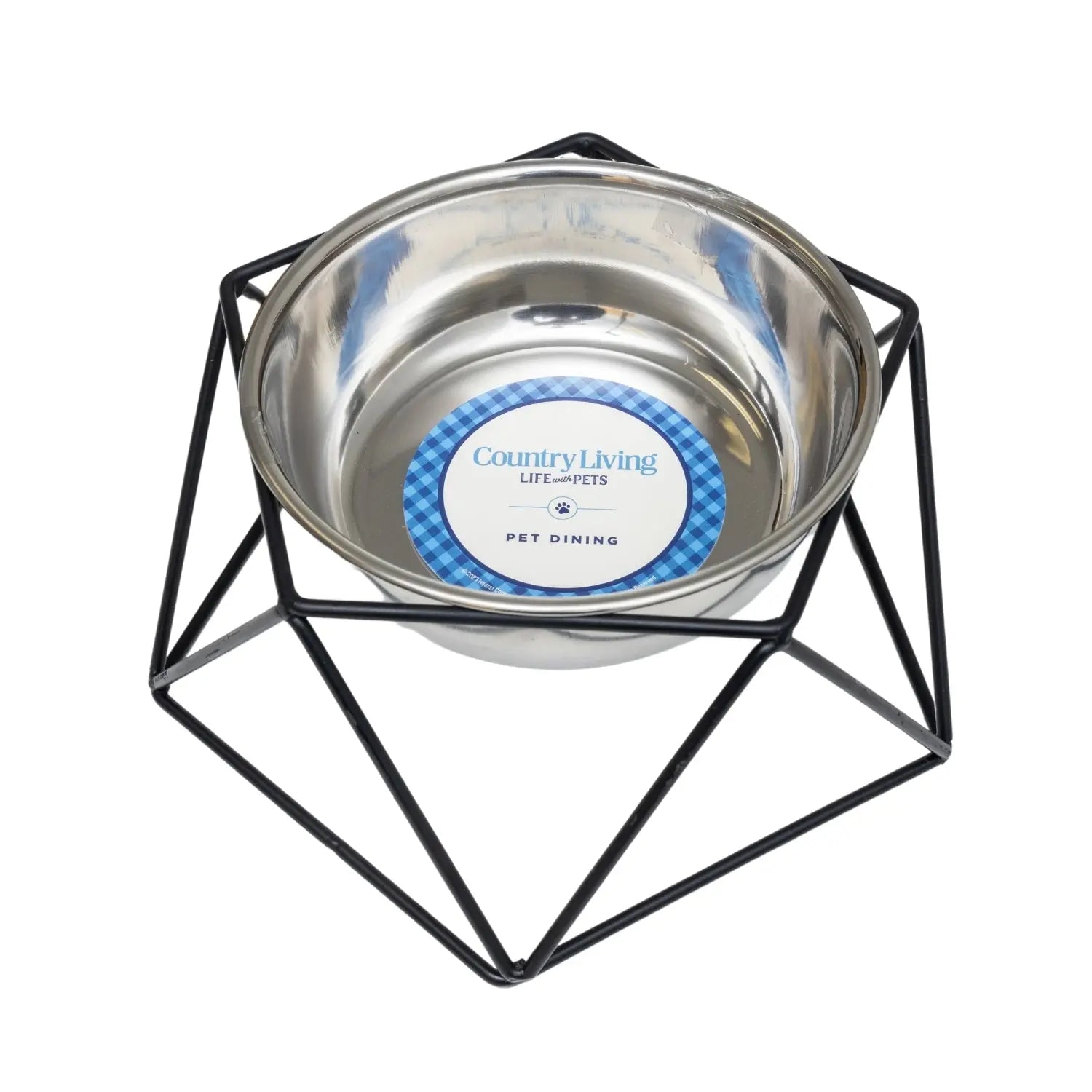 Country Living Elevated Single Dog Bowl Feeder – Geometric Design with Removable Stainless Steel Bowl American Pet Supplies