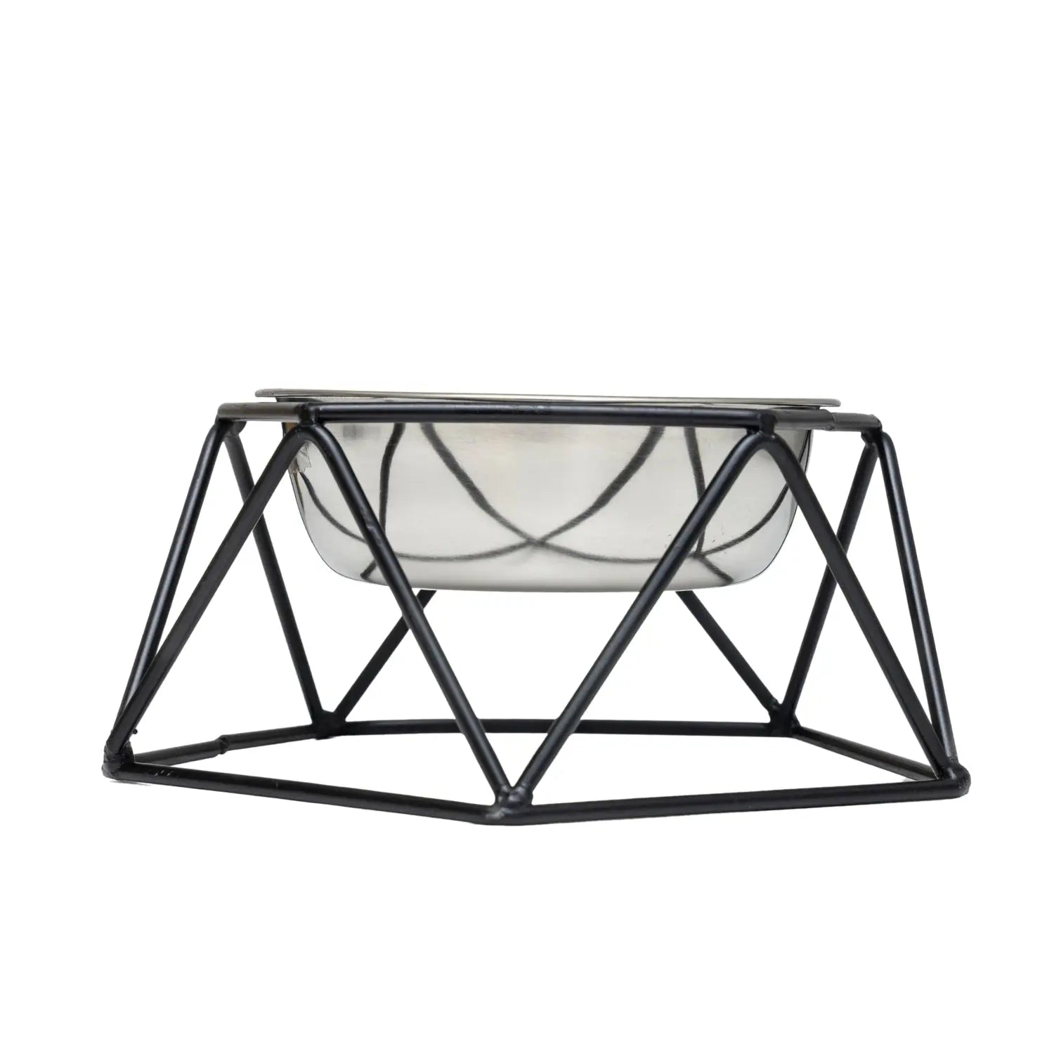 Country Living Elevated Single Dog Bowl Feeder – Geometric Design with Removable Stainless Steel Bowl American Pet Supplies
