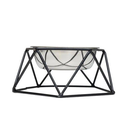 Country Living Elevated Single Dog Bowl Feeder – Geometric Design with Removable Stainless Steel Bowl American Pet Supplies
