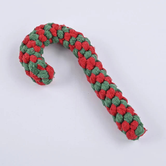 Cotton Rope Walking Stick Christmas Series Pet Toys Dog Teeth Sharpening & Cleaning Toys