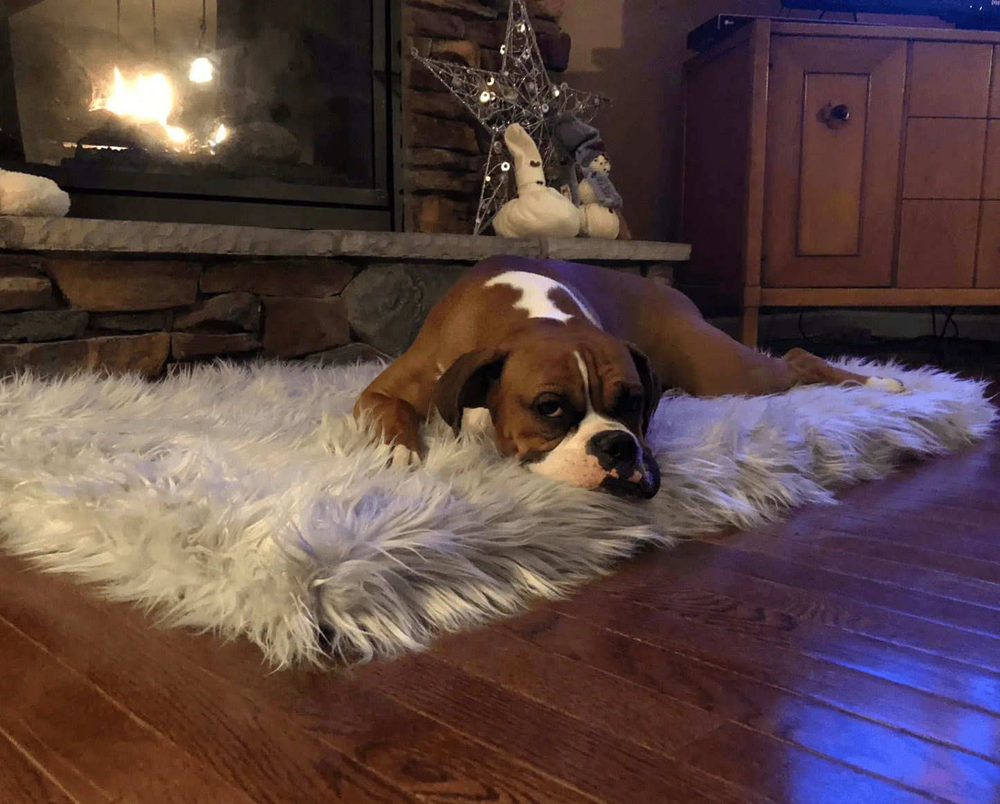 PupRug by Paw.com™ Faux Fur Orthopedic Dog Bed - Rectangle Grey Paw.com