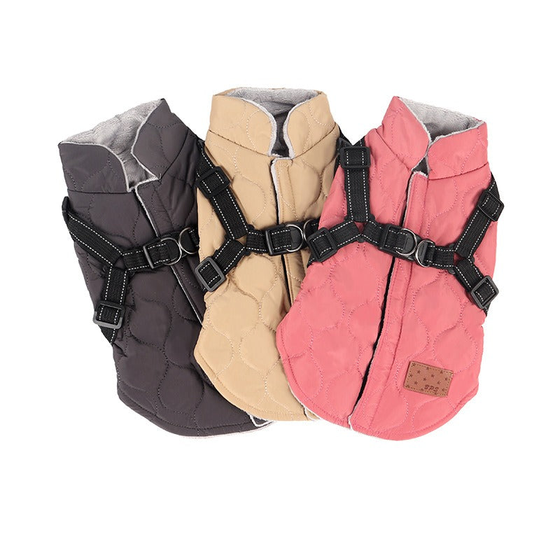 Autumn And Winter Dog Clothes Thickened Cotton Clothes Two Feet Small Dog Vest Traction Pet Clothes