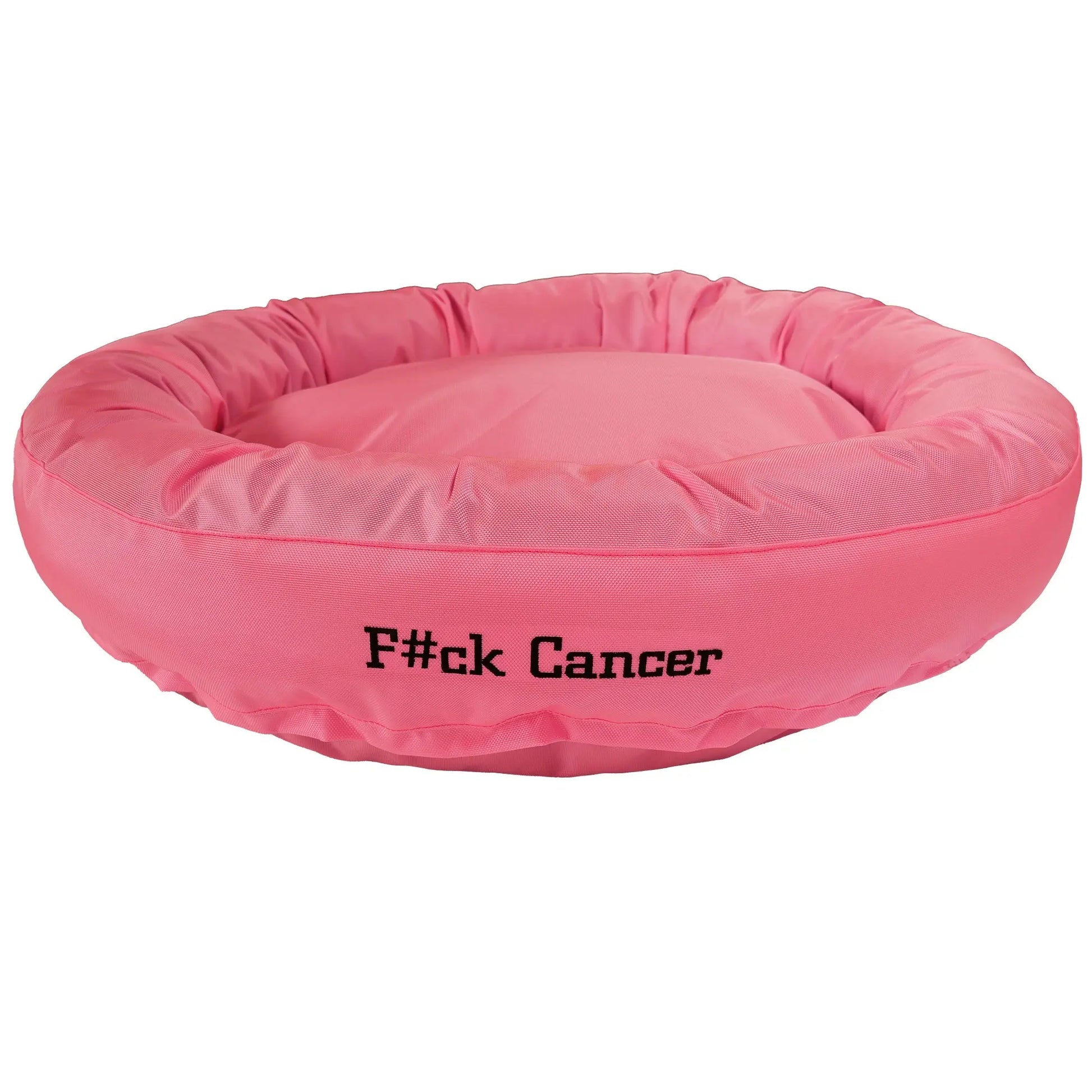 Dog Bed Round Bolster Armor™ 'F#ck Cancer' American Dog