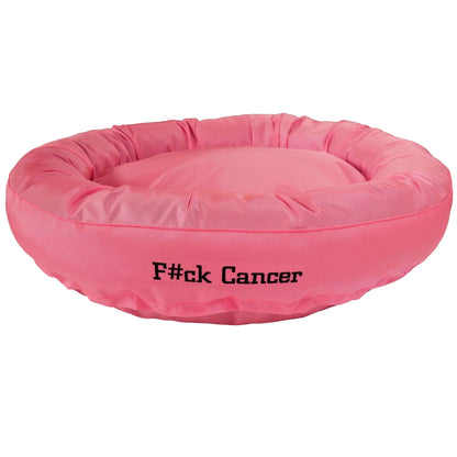 Dog Bed Round Bolster Armor™ 'F#ck Cancer' American Dog