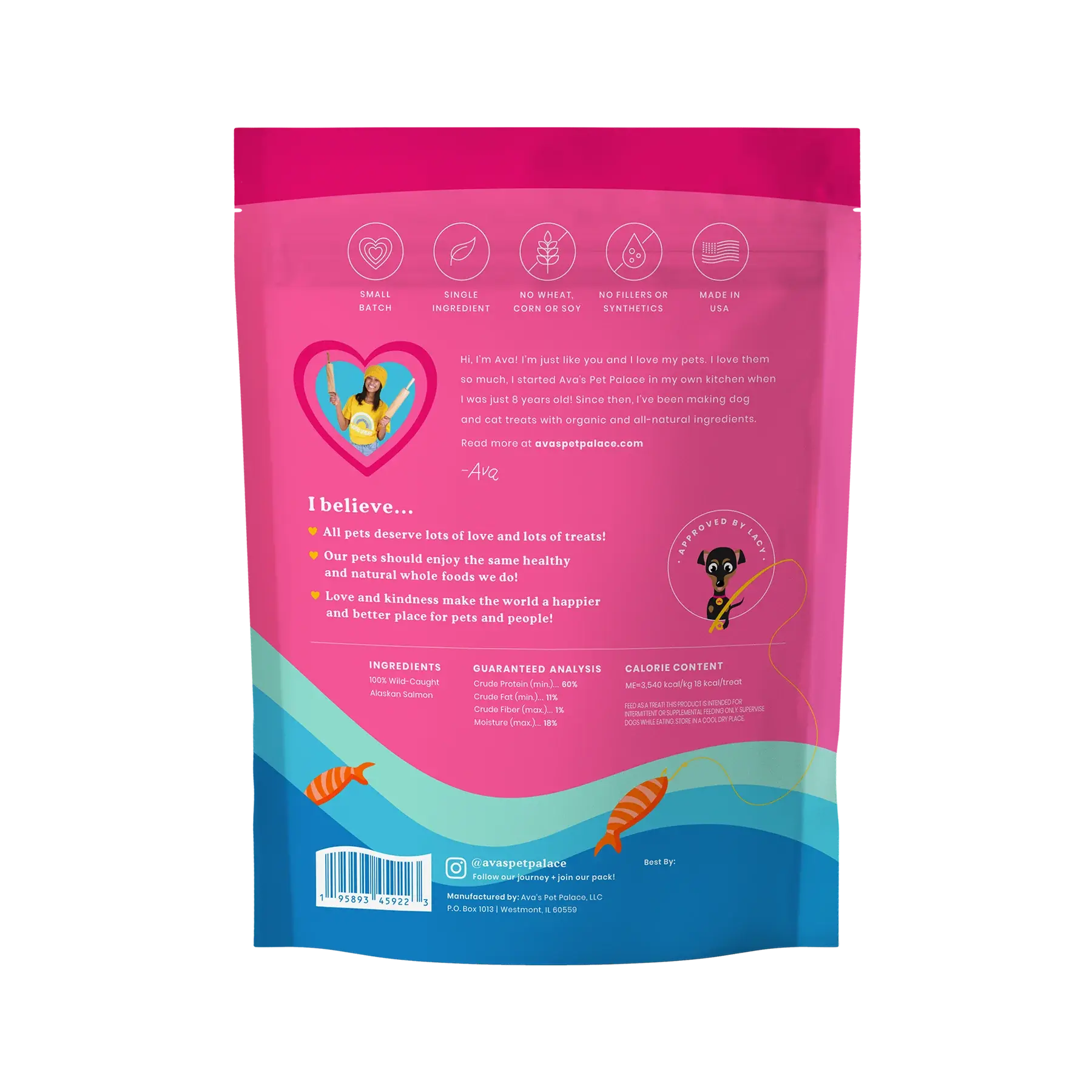 Ava's Pet Palace Crunchy Jerky Dog Treats - Snappin' Salmon Treats (4 oz) American Pet Supplies