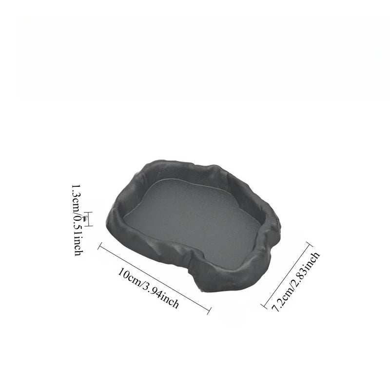 Reptile Water Dish Rock Resin Feeding Bowl Terrarium Decor Food Basin for Lizards Chameleons Snakes Turtles Geckos Frogs