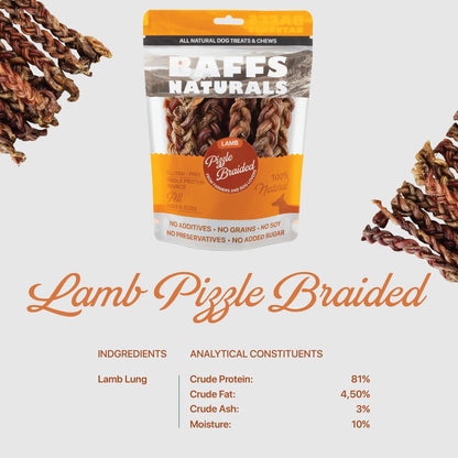 BAFFS NATURALS Braided Lamb Pizzle Chews – Long-Lasting, All-Natural Dog Treats (8oz Bag) American Pet Supplies