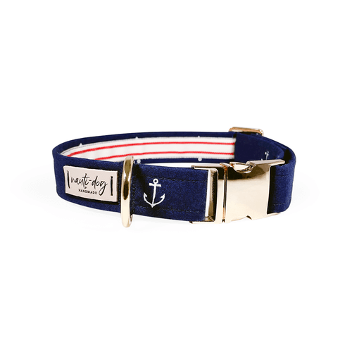 Anchors Away Nautical Buckle & Martingale Dog Collar Nauti-dog Handmade