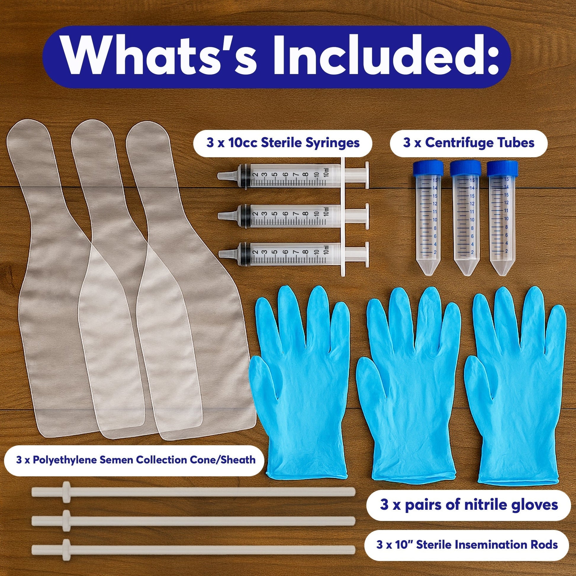 3-Pack Canine Breeding Support Kit – Complete Dog Breeding Supplies with Tubes, Insemination Rods, Syringes, Sheaths & Disposable Gloves – Veterinary Grade Animal Care Equipment Horizon Animal Care