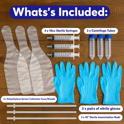 3-Pack Canine Breeding Support Kit – Complete Dog Breeding Supplies with Tubes, Insemination Rods, Syringes, Sheaths & Disposable Gloves – Veterinary Grade Animal Care Equipment Horizon Animal Care