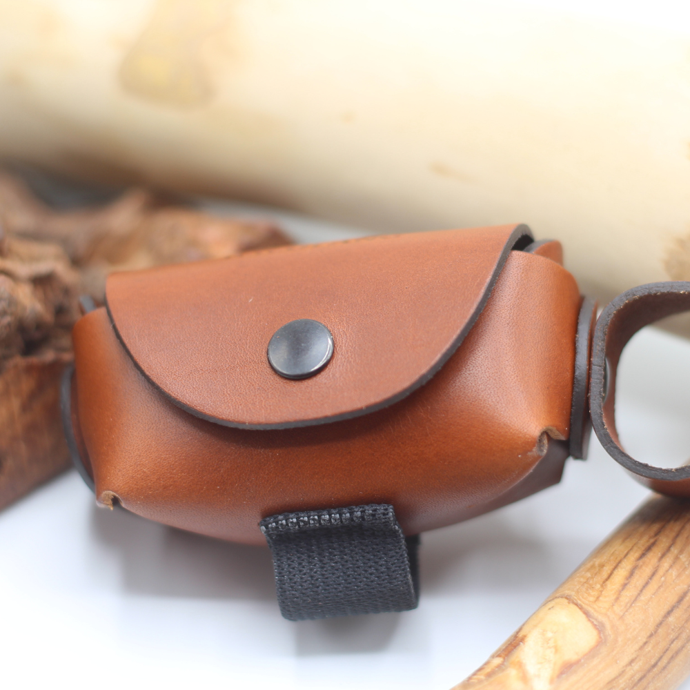 Leather Dog Poop Bag Holder for Leash – Double Roll Dispenser