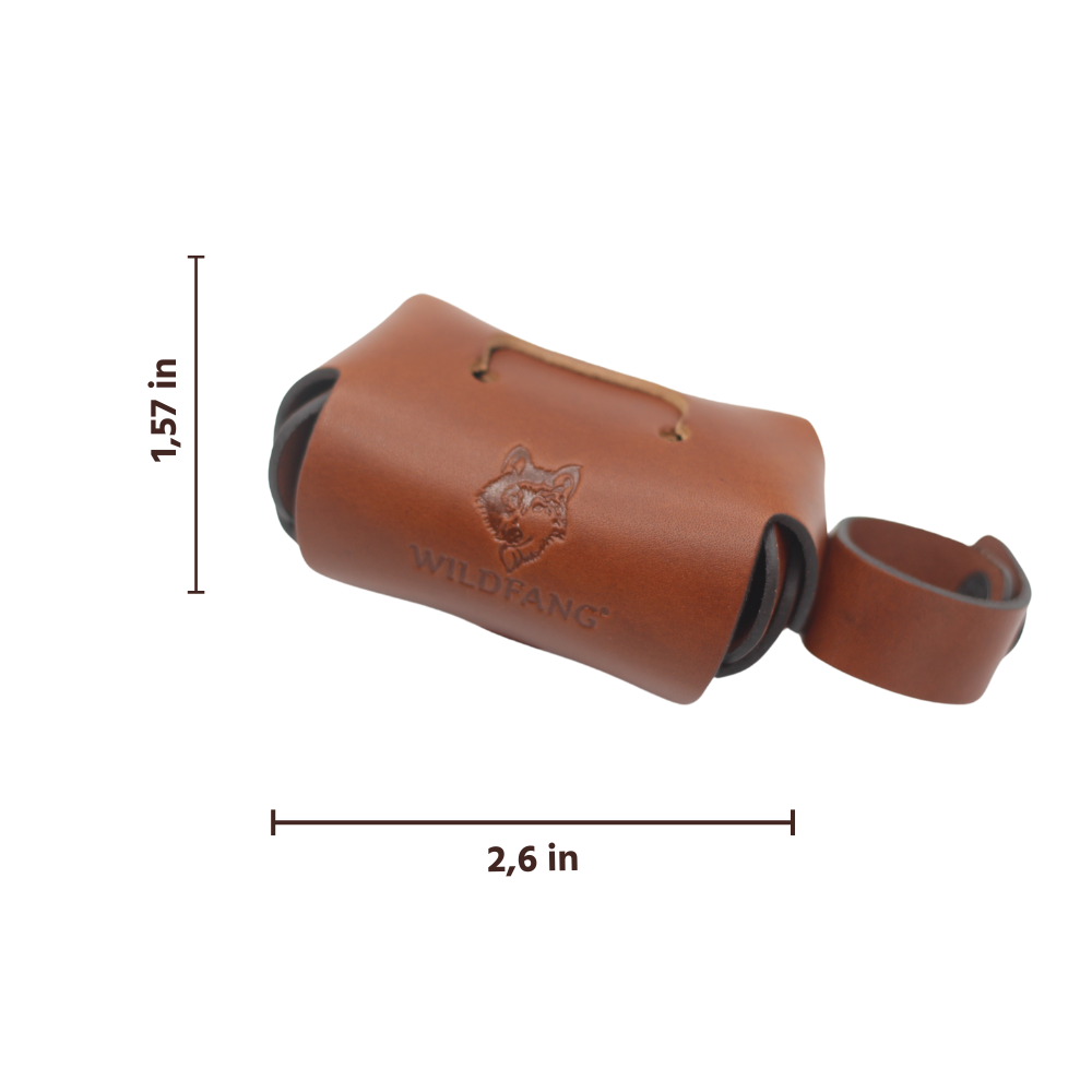 Leather Dog Poop Bag Holder for Leash – Double Roll Dispenser
