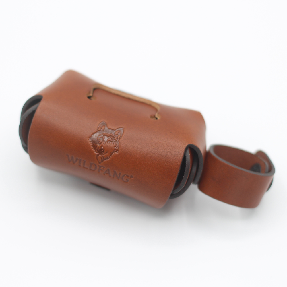 Leather Dog Poop Bag Holder for Leash – Double Roll Dispenser