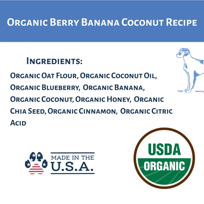 Dog Mamma's Organic Berry Banana Coconut Recipe - USDA Organic Certified Dog Treats Dog Mamma's Organic Dog Treats