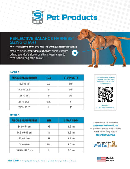 Reflective Balance Harness Blue-9 Pet Products