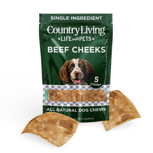 Country Living 4” x 4” Beef Cheek Chip Dog Treats – Chicken Flavor – 5 Count Bag – All-Natural, High-Protein, Long-Lasting Dog Chews American Pet Supplies