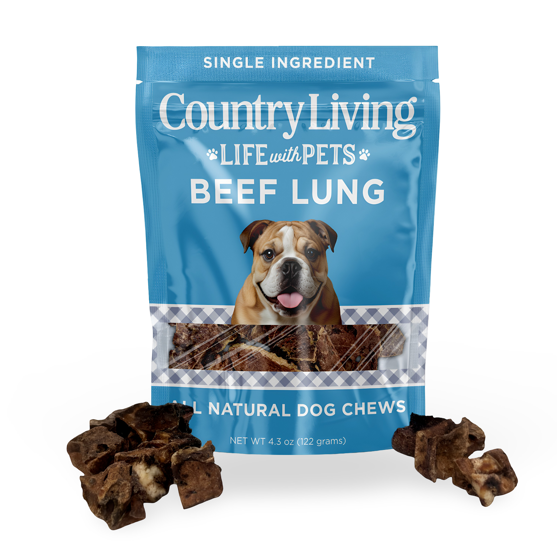 Country Living 4”-6” Beef Lung Slices Dog Treats – 8oz Bag – 100% Natural, Single-Ingredient, High-Protein, Grain-Free Dog Treats – Crunchy & Lightweight American Pet Supplies