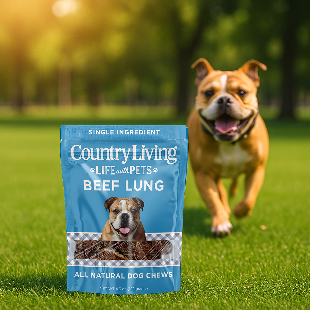 Country Living 4”-6” Beef Lung Slices Dog Treats – 8oz Bag – 100% Natural, Single-Ingredient, High-Protein, Grain-Free Dog Treats – Crunchy & Lightweight American Pet Supplies