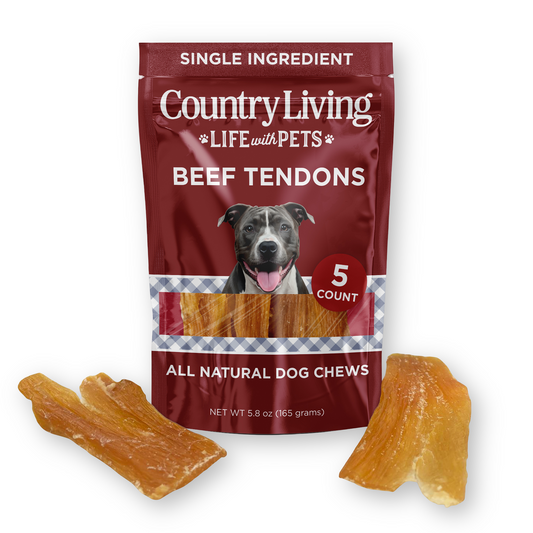 Country Living 4”-7” Beef Backstrap Tendon Dog Chews – 5 Count Bag – All-Natural, Long-Lasting, High-Protein Dog Treats – Single-Ingredient, Grain-Free American Pet Supplies