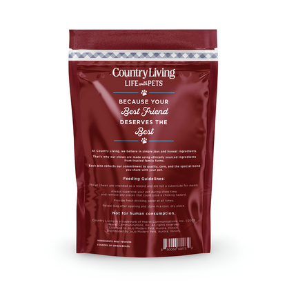 Country Living 4”-7” Beef Backstrap Tendon Dog Chews – 5 Count Bag – All-Natural, Long-Lasting, High-Protein Dog Treats – Single-Ingredient, Grain-Free American Pet Supplies